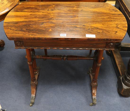 A rosewood work/centre table in manner of Gillows
